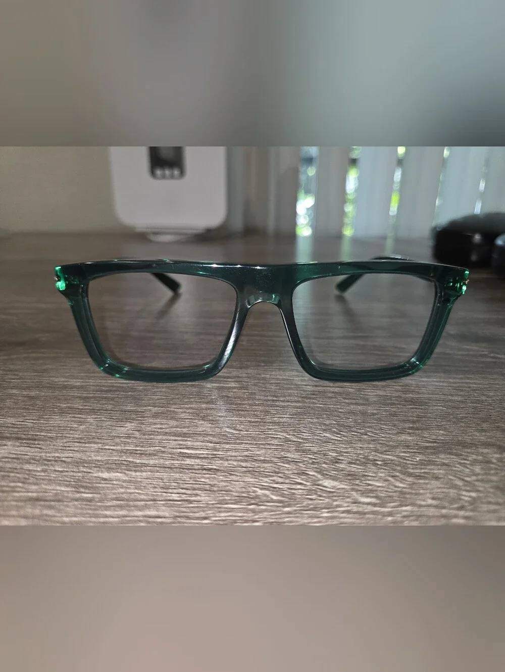 Gucci Emerald Green Square Acetate Frames with Gold Logo Frame Only